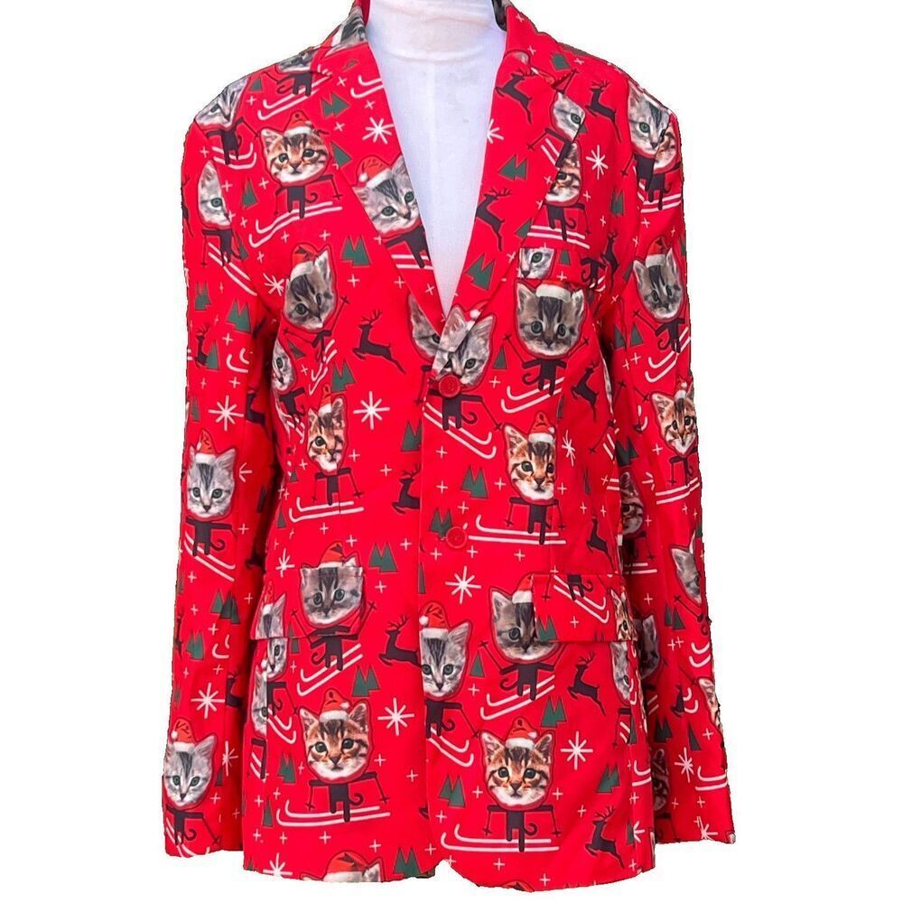 Ugly Christmas Blazer With Cat Size S 34-36